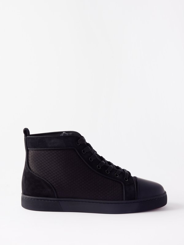 Christian Louboutin Louis leather and jacquard high-top trainers