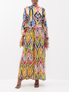 Rianna + Nina Ikat-print vintage-silk dress