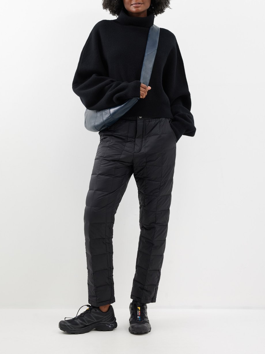 Black Tapered quilted down trousers | TAION | MATCHES UK