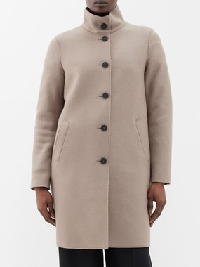 Harris Wharf London Stand-collar pressed virgin-wool coat