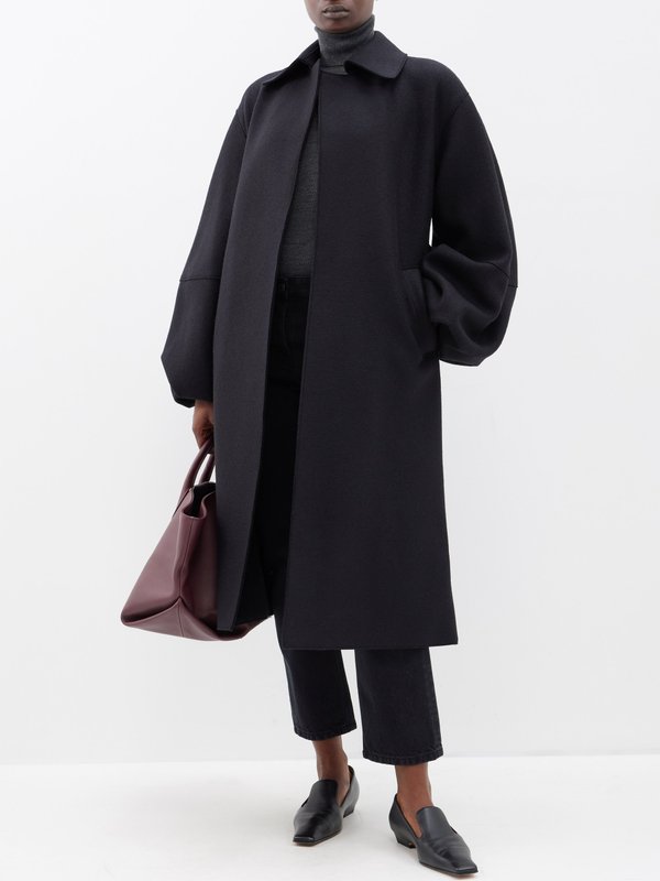 Harris Wharf London Puff-sleeve belted virgin wool coat