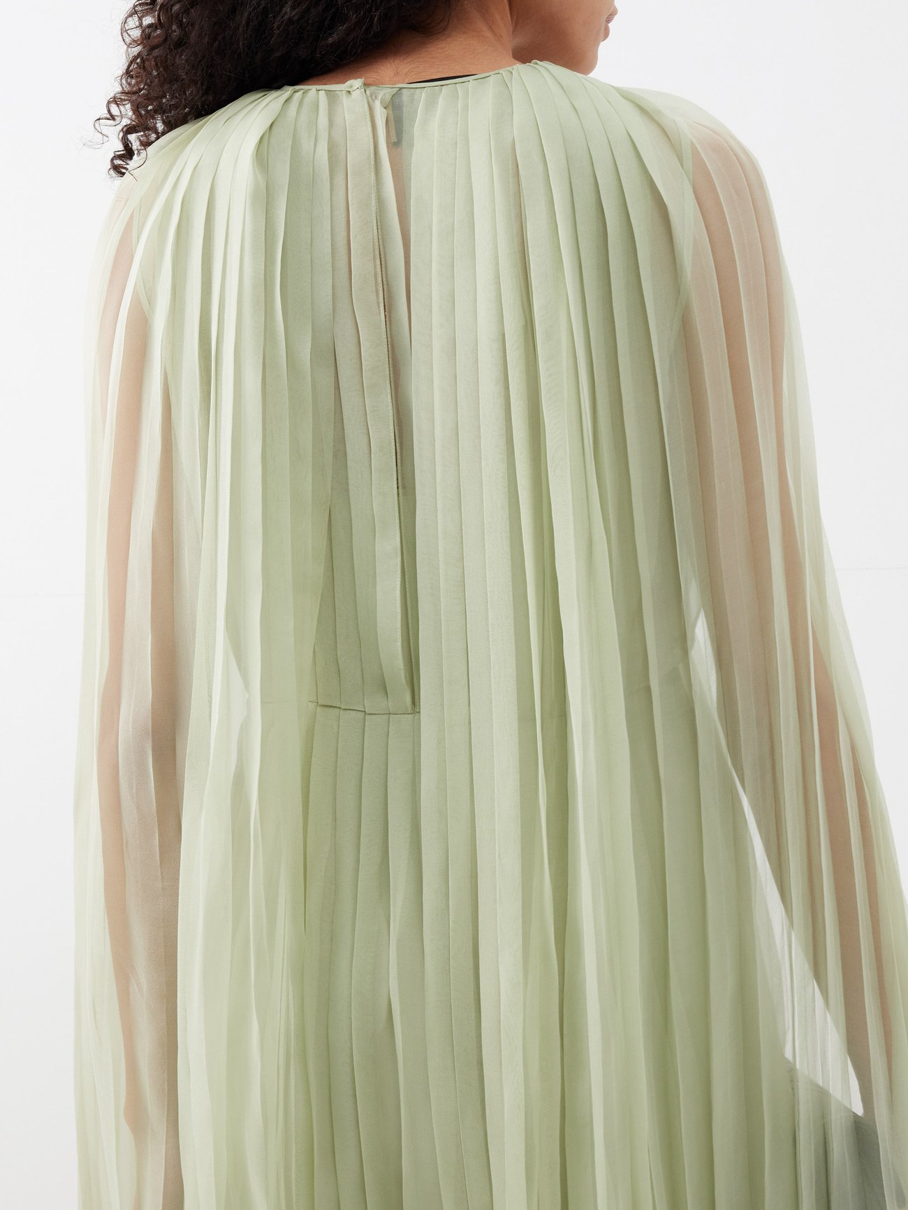 GUCCI Cape-effect pleated chiffon mini dress