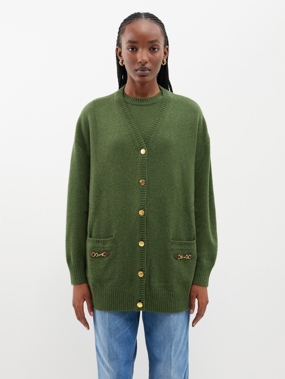 Green Horsebit cashmere cardigan | Gucci | MATCHES UK