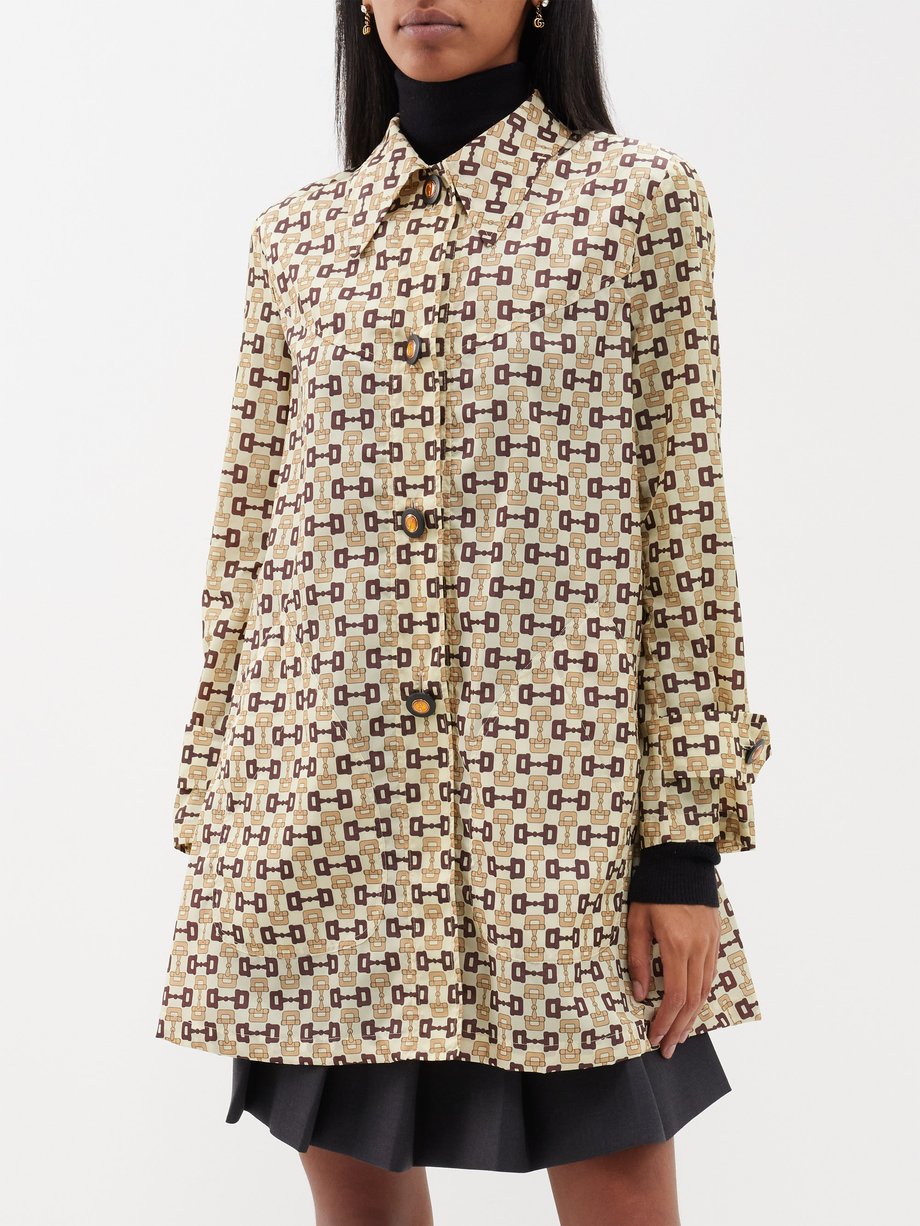 Brown Horsebit-print shell coat | Gucci | MATCHES UK