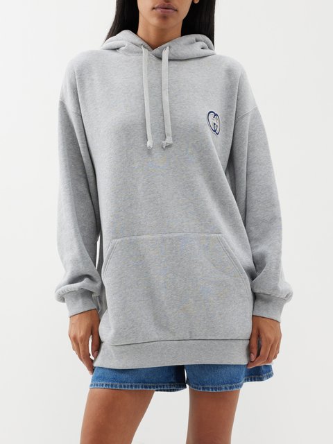 Grey Oversized Interlocking G cotton jersey hoodie Gucci