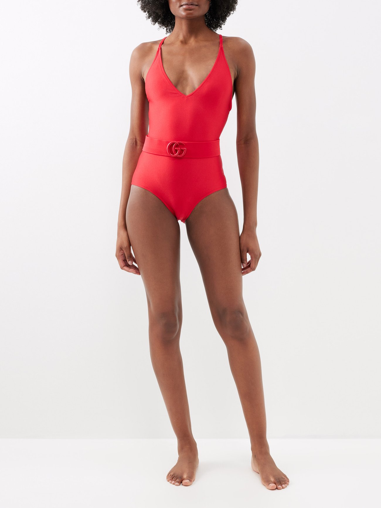 Belted Swimsuit in Red - Gucci