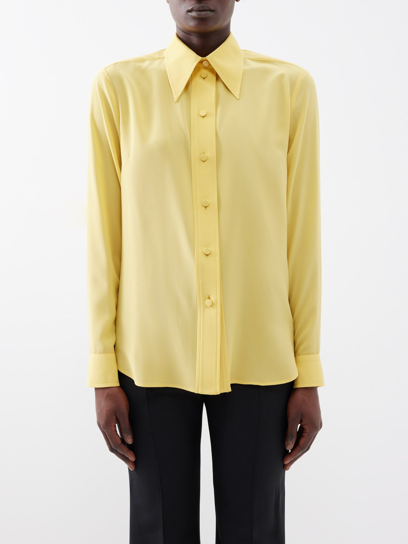 Gucci - Women’s Silk Crêpe de Chine Shirt - (Yellow)