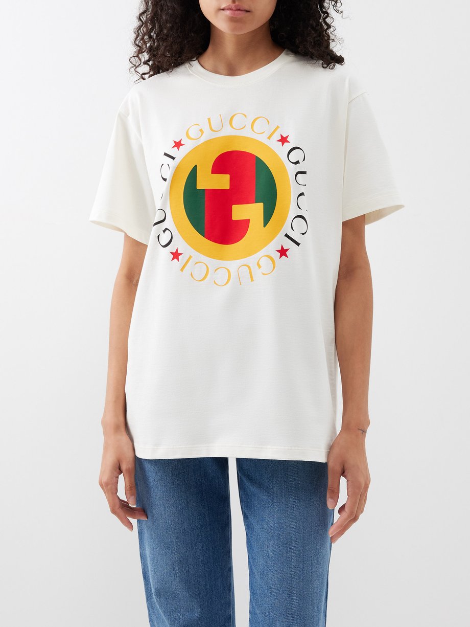 White GG-print cotton-jersey T-shirt | Gucci | US