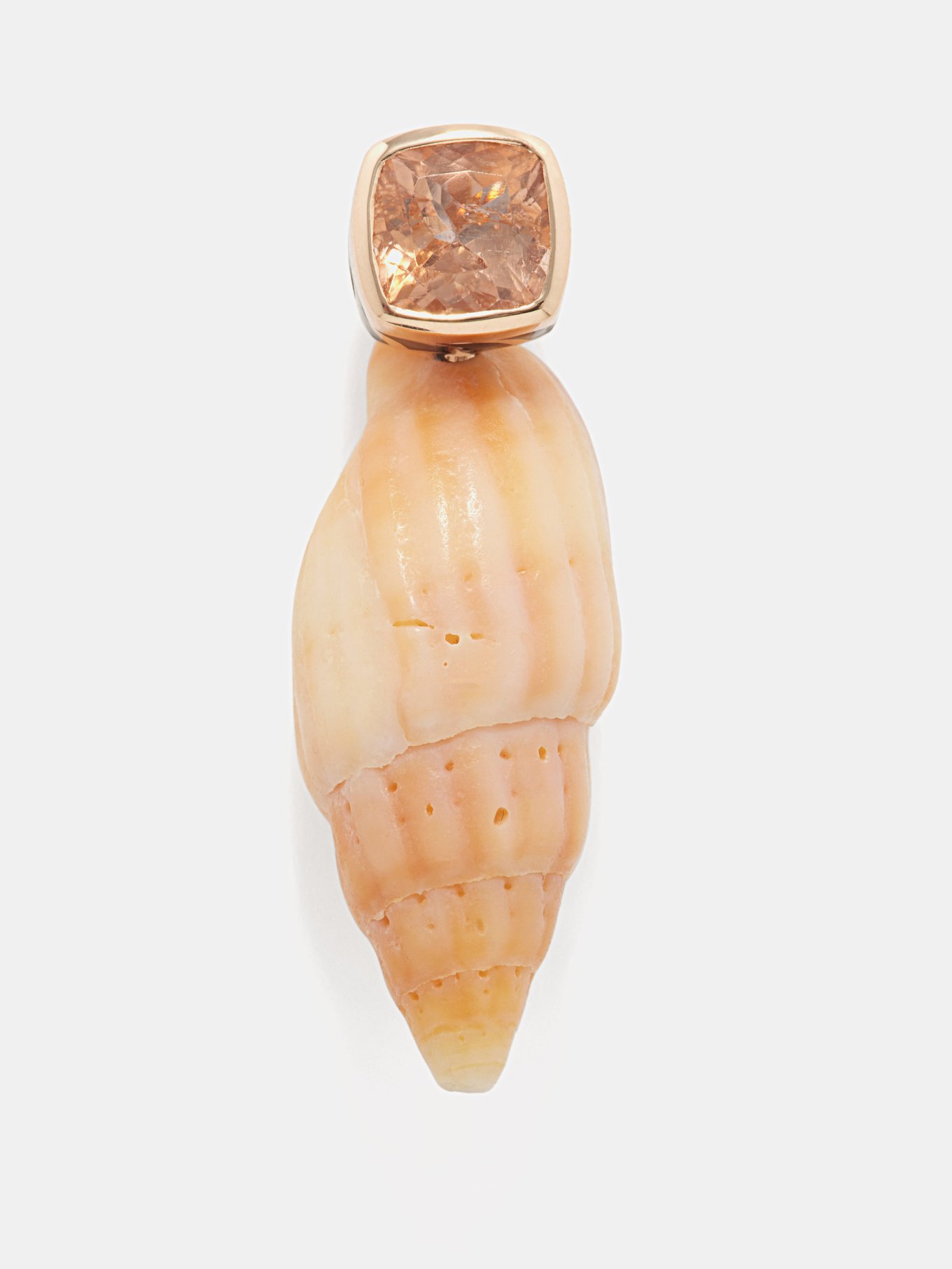 Gold Vexillum tourmaline, shell & 18kt rose-gold charm | Dezso By