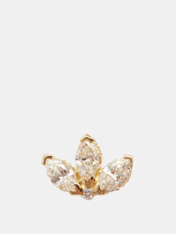 Maria Tash Boucle d'oreille unique en or 18 carats et diamants Lotus