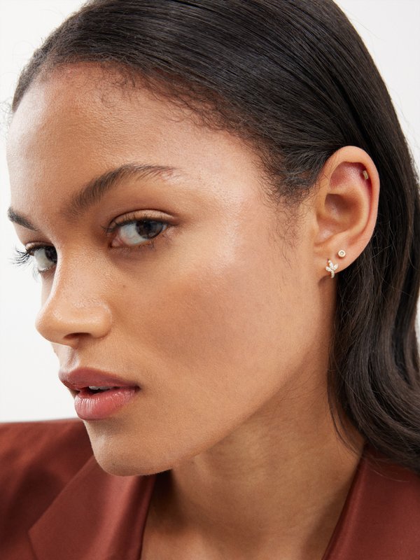 Maria Tash Lotus diamond & 18kt gold single earring