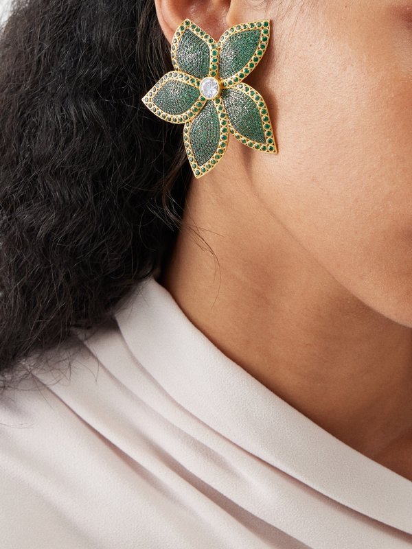 Begüm Khan Lotus 24kt gold-plated clip earrings