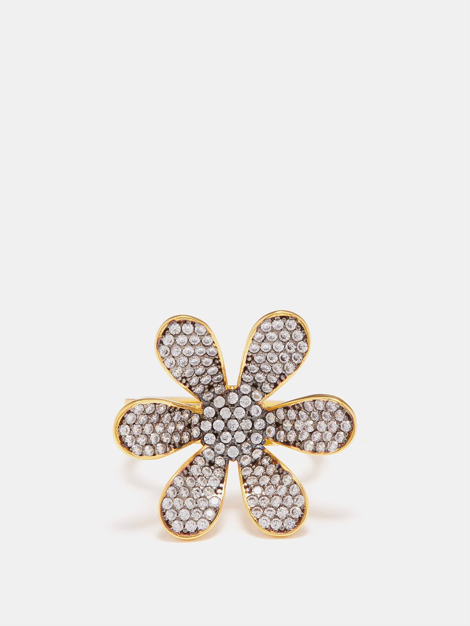 Gold Daisy crystal-encrusted ring, Begüm Khan