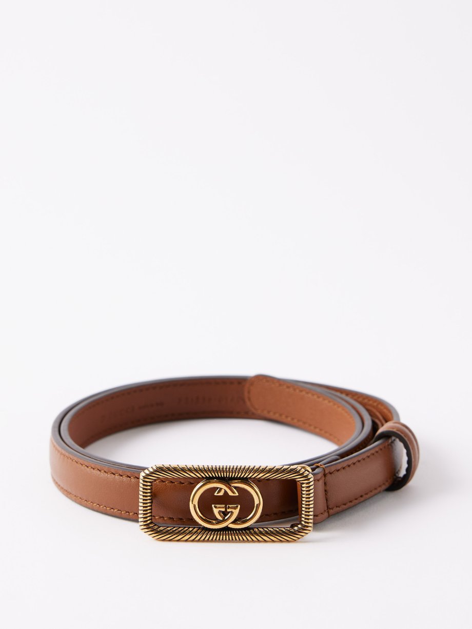 Tan Interlocking G-buckle leather belt | Gucci | MATCHES UK