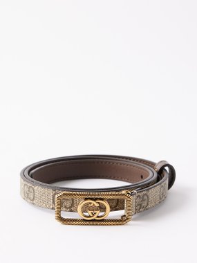 Gucci GG Supreme Belt with G Buckle - Natural - Belts