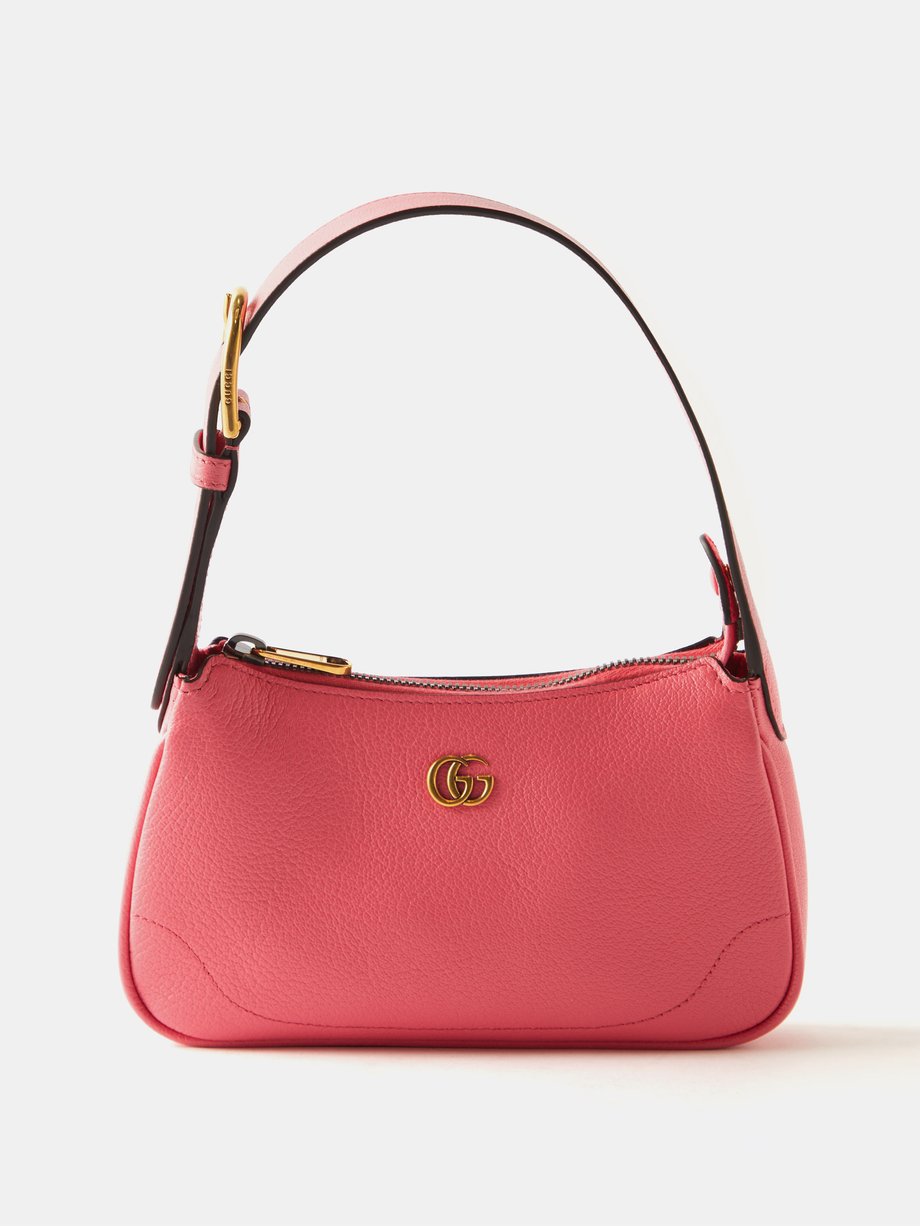 Pink Aphrodite small grained-leather shoulder bag | Gucci ...
