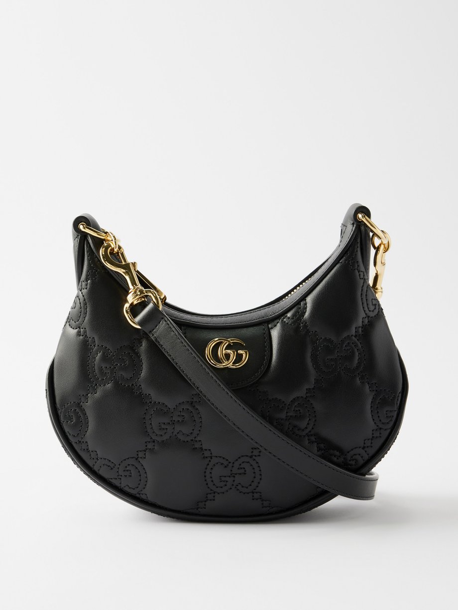 Black GG-matelassé leather shoulder bag | Gucci | MATCHES UK