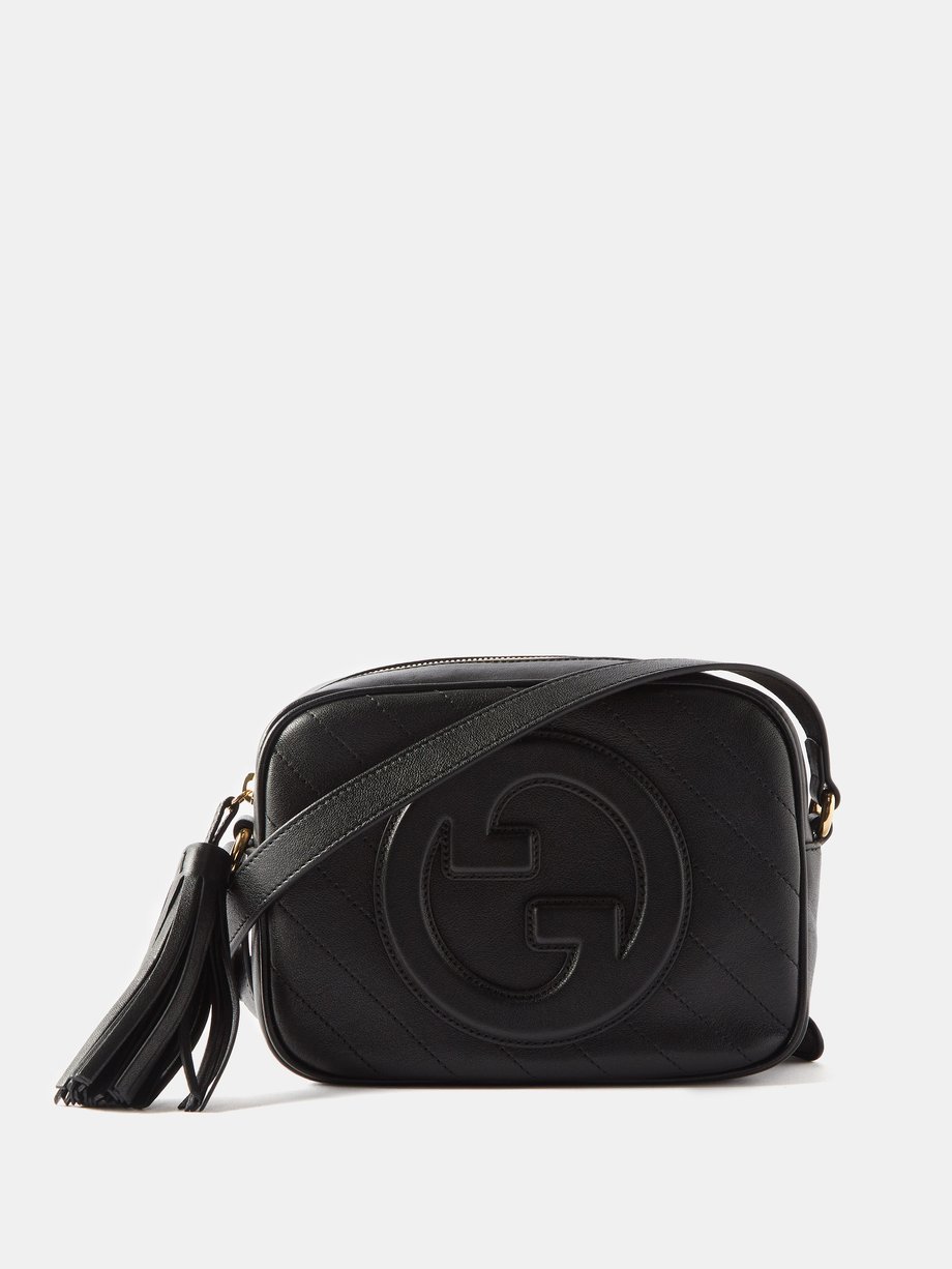 Gucci Print Leather GG Messenger Bag in Black