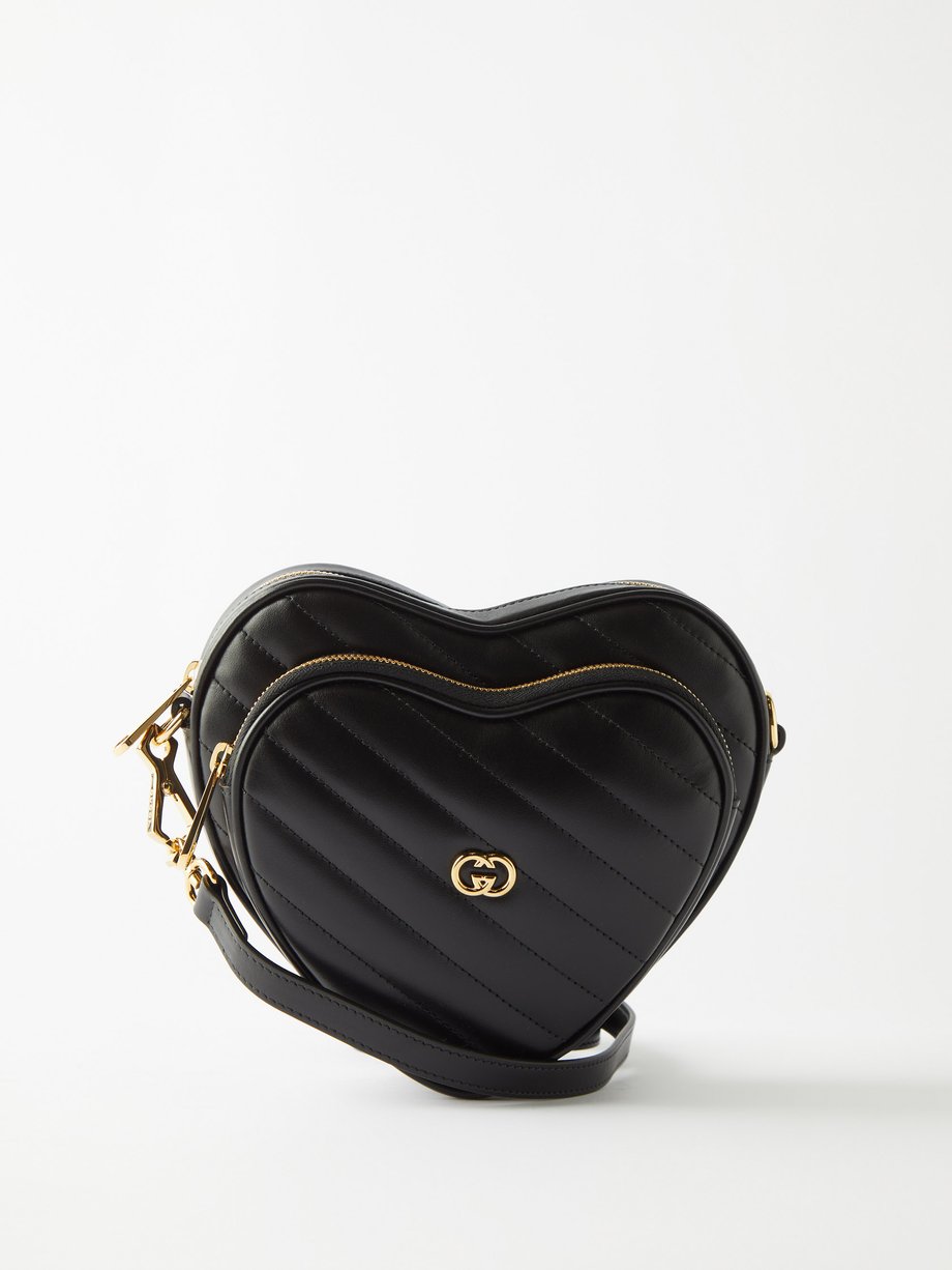 Black Heart GG plaque zip-pocket shoulder bag | Gucci | MATCHES UK