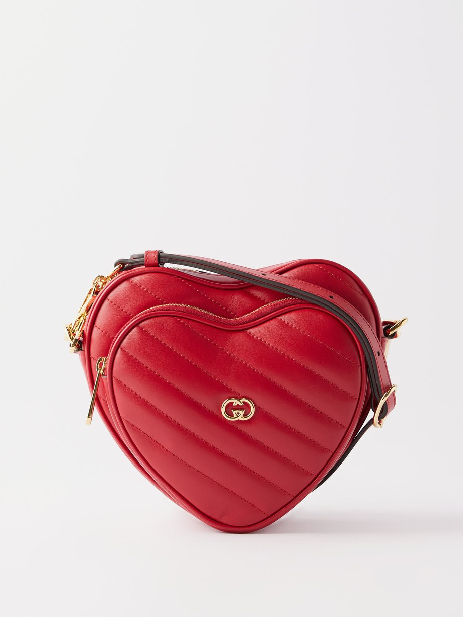 Red Interlocking-G mini quilted-leather cross-body bag, Gucci
