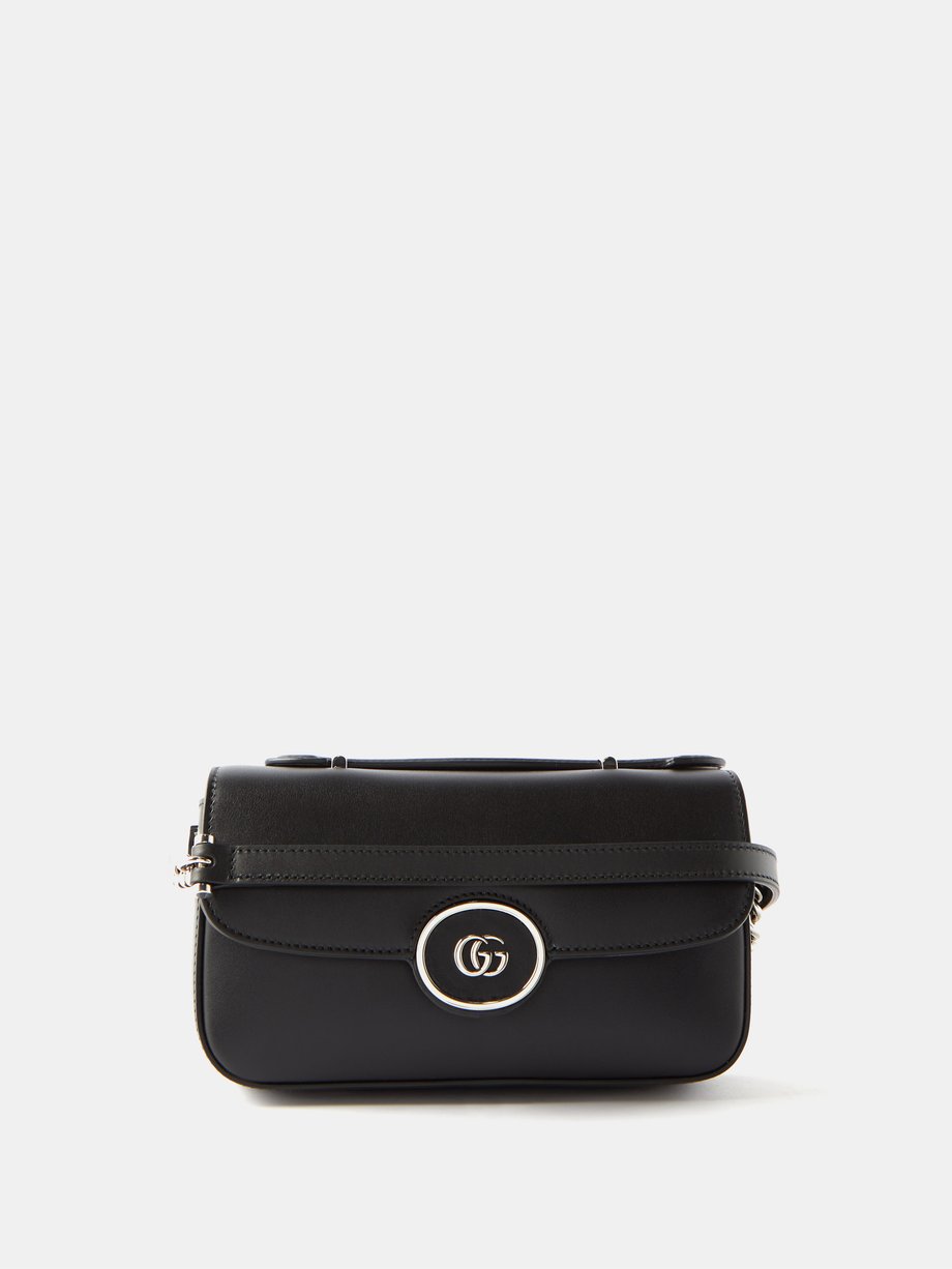 GG Marmont small shoulder bag in black and white leather