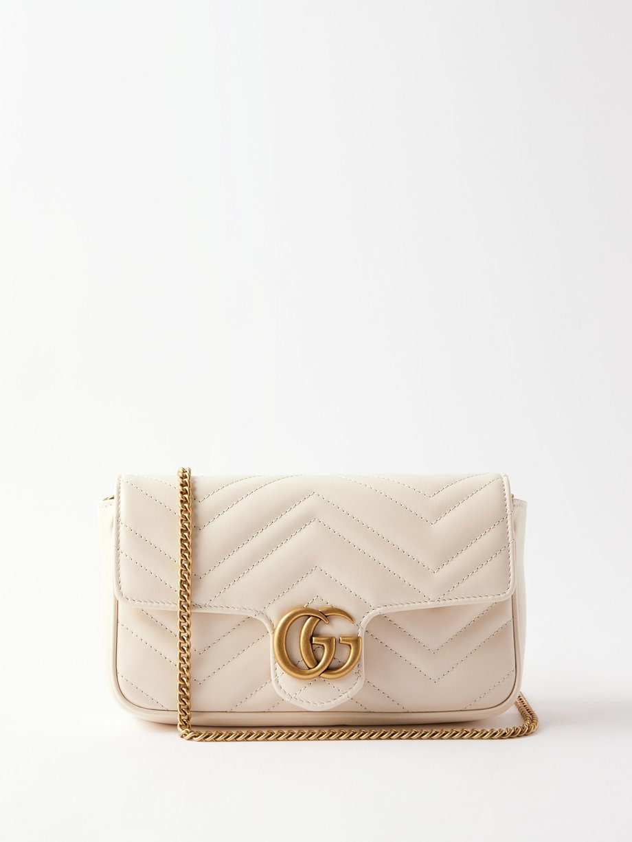 White GG-Marmont mini matelassé-leather cross-body bag, Gucci