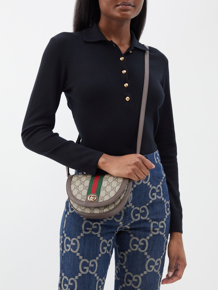 Brown Ophidia mini GG-jacquard canvas cross-body bag | Gucci ...