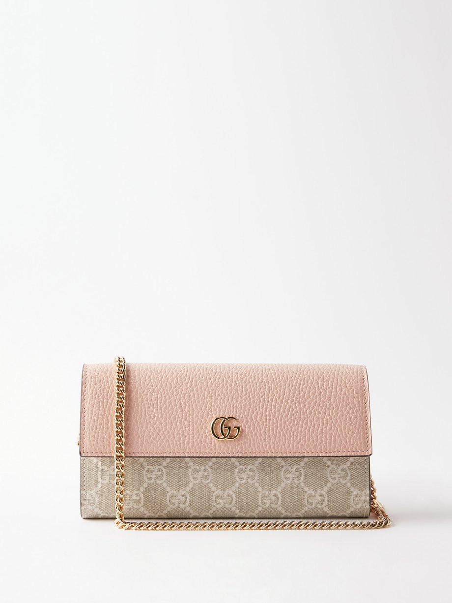 Pink GG Marmont grained-leather clutch bag Gucci | US