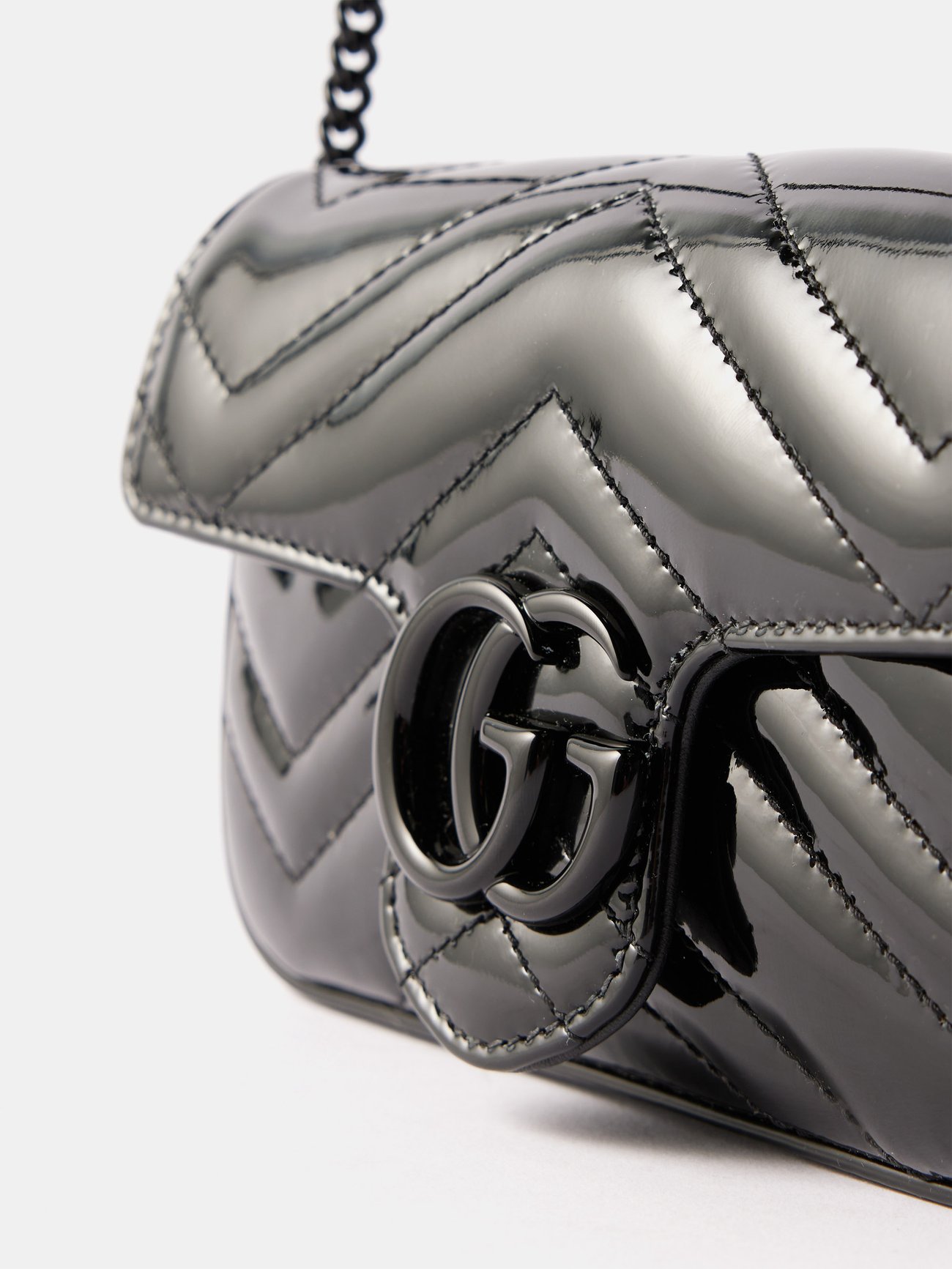 Gucci GG Marmont Super Mini Leather Shoulder Bag in Black