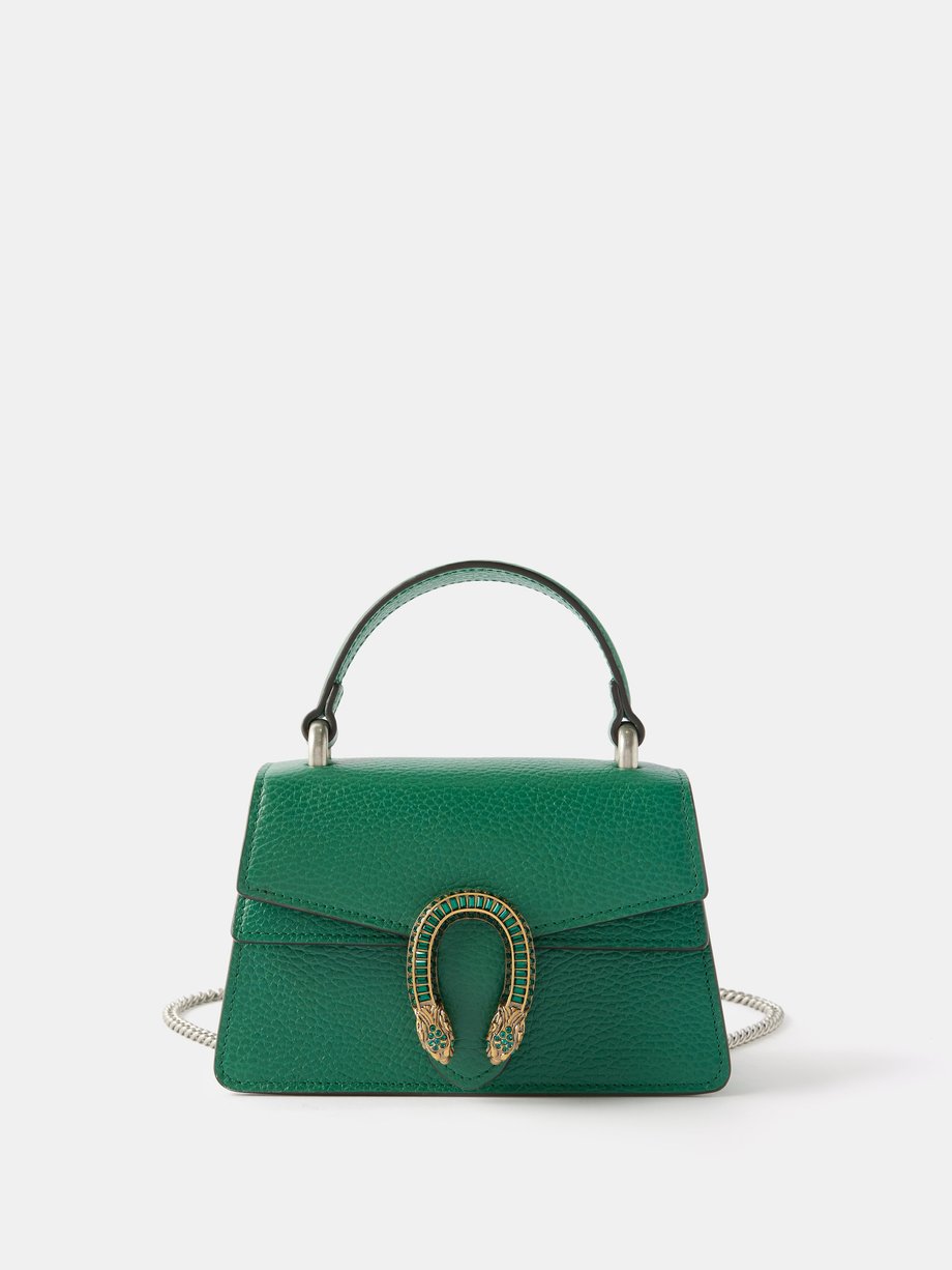 Gucci Dionysus Mini Embellished Textured-leather Tote - Green - One Size