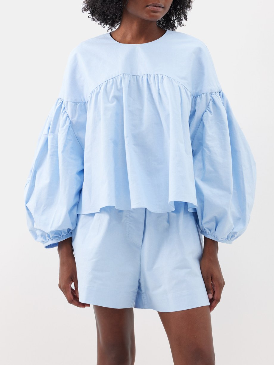 Blue Louisa cotton-Oxford top | Kika Vargas | MATCHES UK