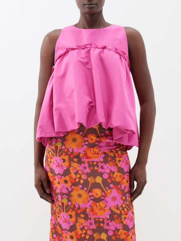 Pink Zora taffeta trapeze top | Kika Vargas | MATCHES UK