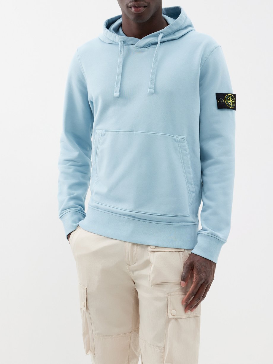 Blue Logo-patch cotton-jersey hoodie | Stone Island