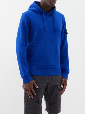 Stone Island Men's Cotton Hoodie - Blue - Hoodies