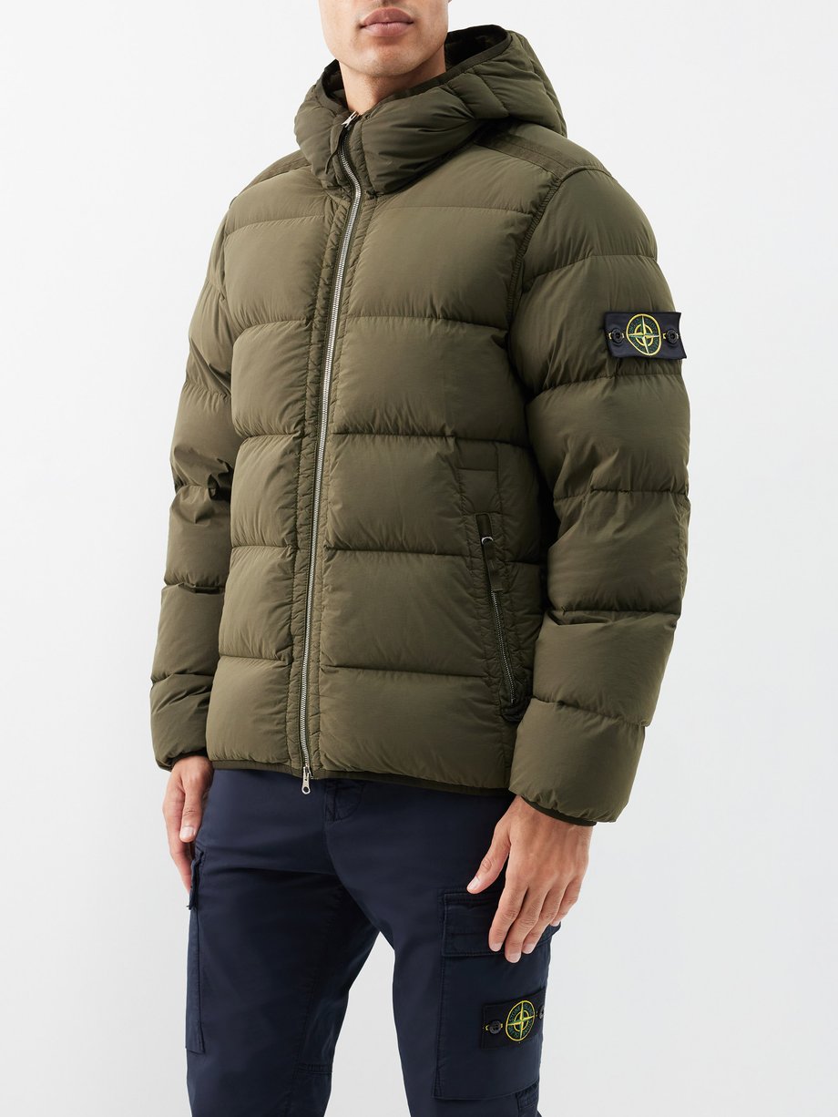 Green Hooded quilted down coat | Stone Island | MATCHESFASHION UK