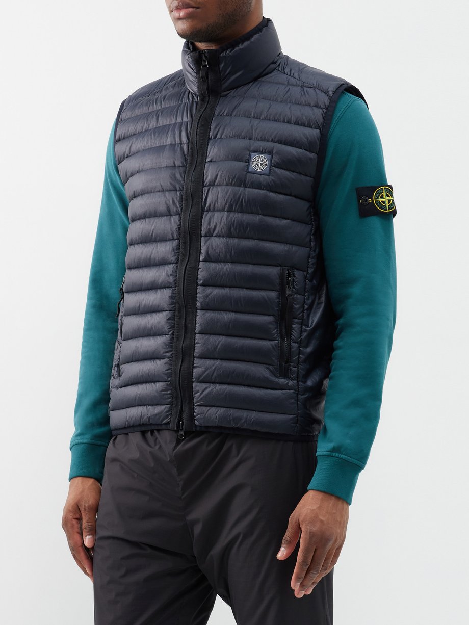 Navy Logo-patch quilted down gilet, Stone Island