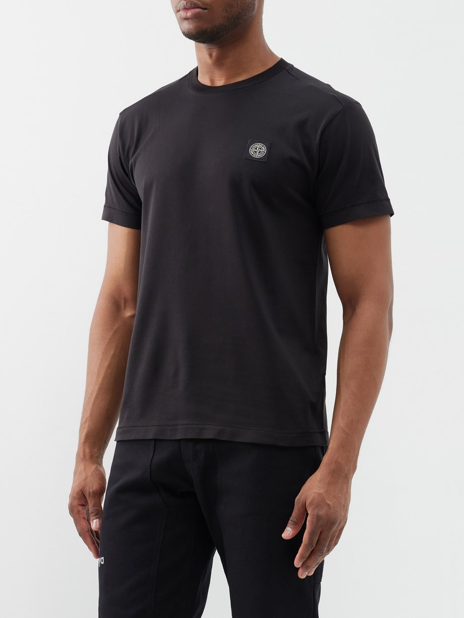 Black Logo-patch cotton-jersey T-shirt | Stone Island | MATCHESFASHION UK