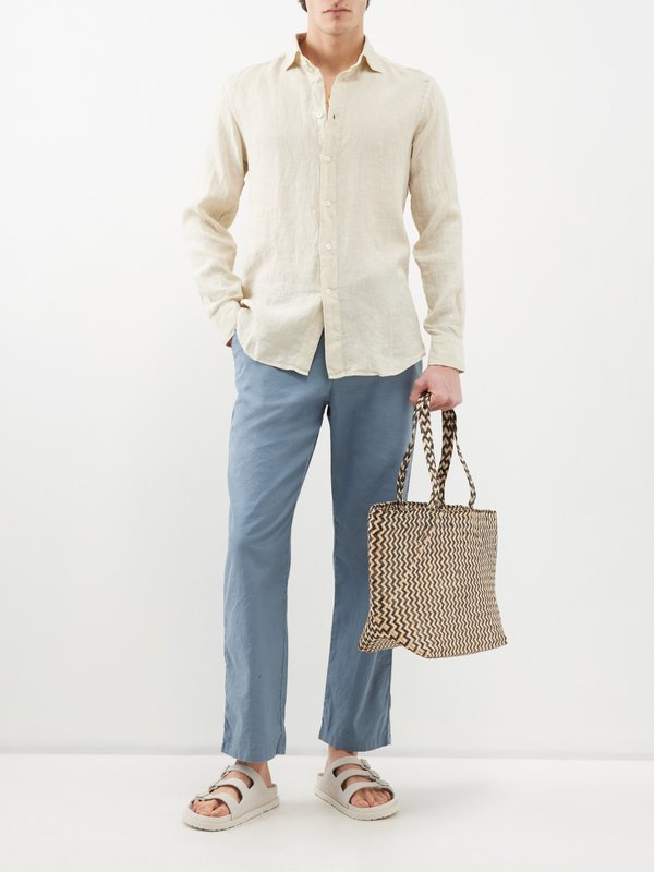 Frescobol Carioca Mendes drawstring-waist linen-blend trousers