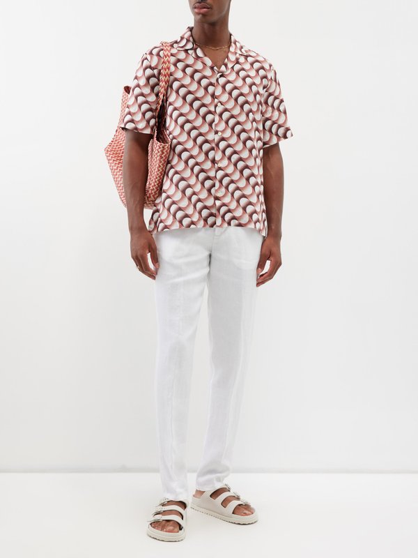 Frescobol Carioca Roberto Heliconia-print linen shirt