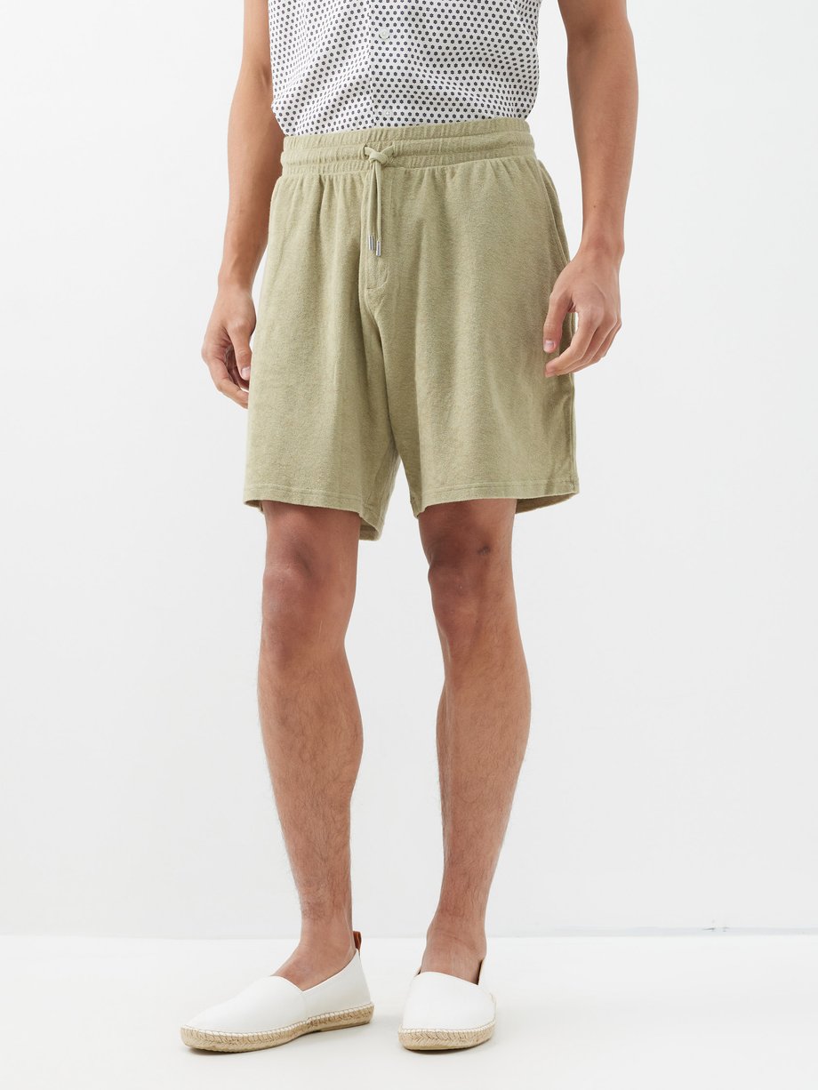 Green Augusto cotton-blend terry shorts | Frescobol Carioca | MATCHES UK