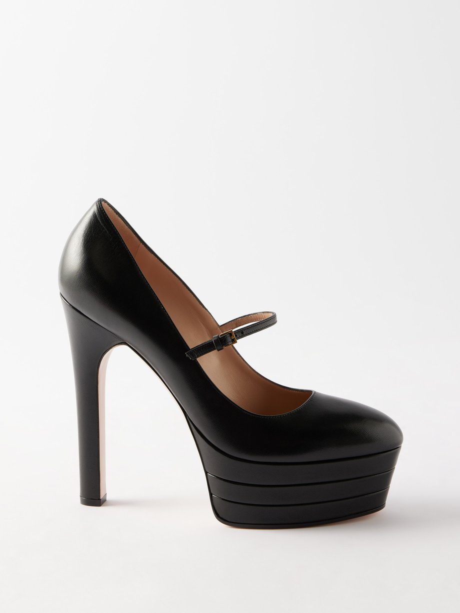 Black 95 leather Mary-Jane platform pumps | Gucci | MATCHESFASHION AU