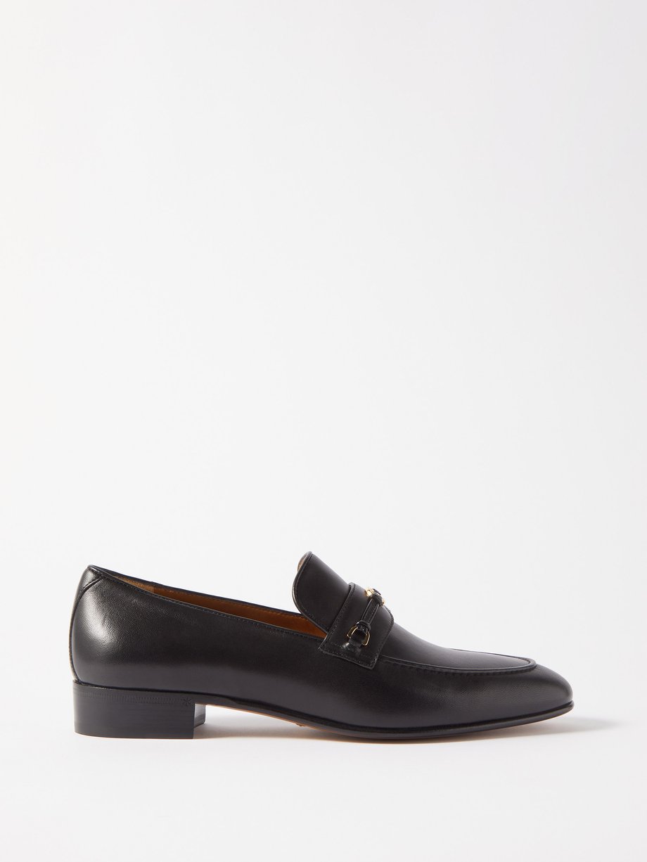 Black Interlocking GG-buckle leather loafers | Gucci | MATCHES UK