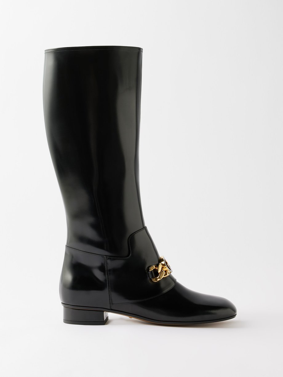 Syd Svane svovl Black Interlocking-G chain patent-leather knee boots | Gucci |  MATCHESFASHION US