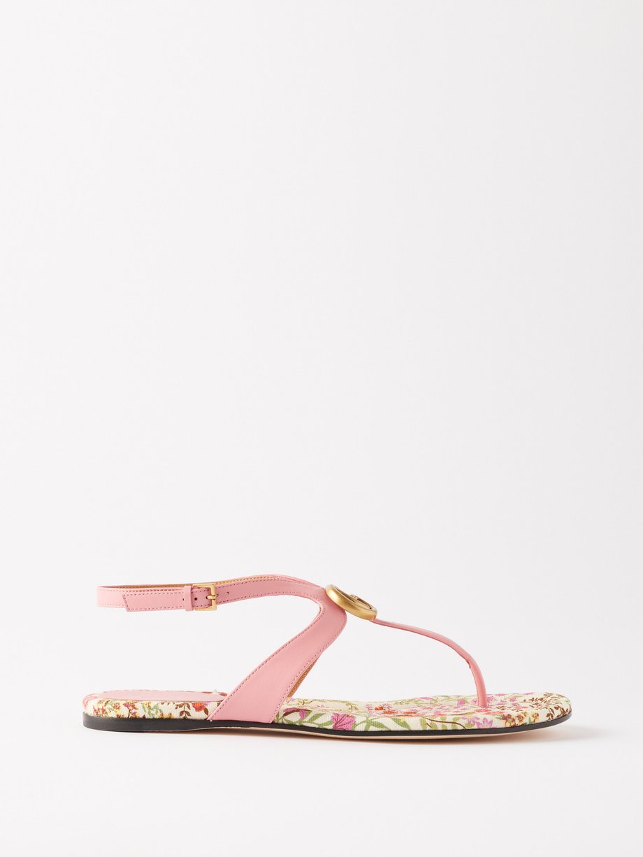 Røg Fruity jord Pink GG-logo floral-sole leather sandals | Gucci | MATCHESFASHION US