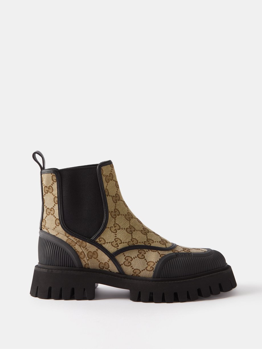 Black GG-canvas ankle boots | Gucci | MATCHES UK