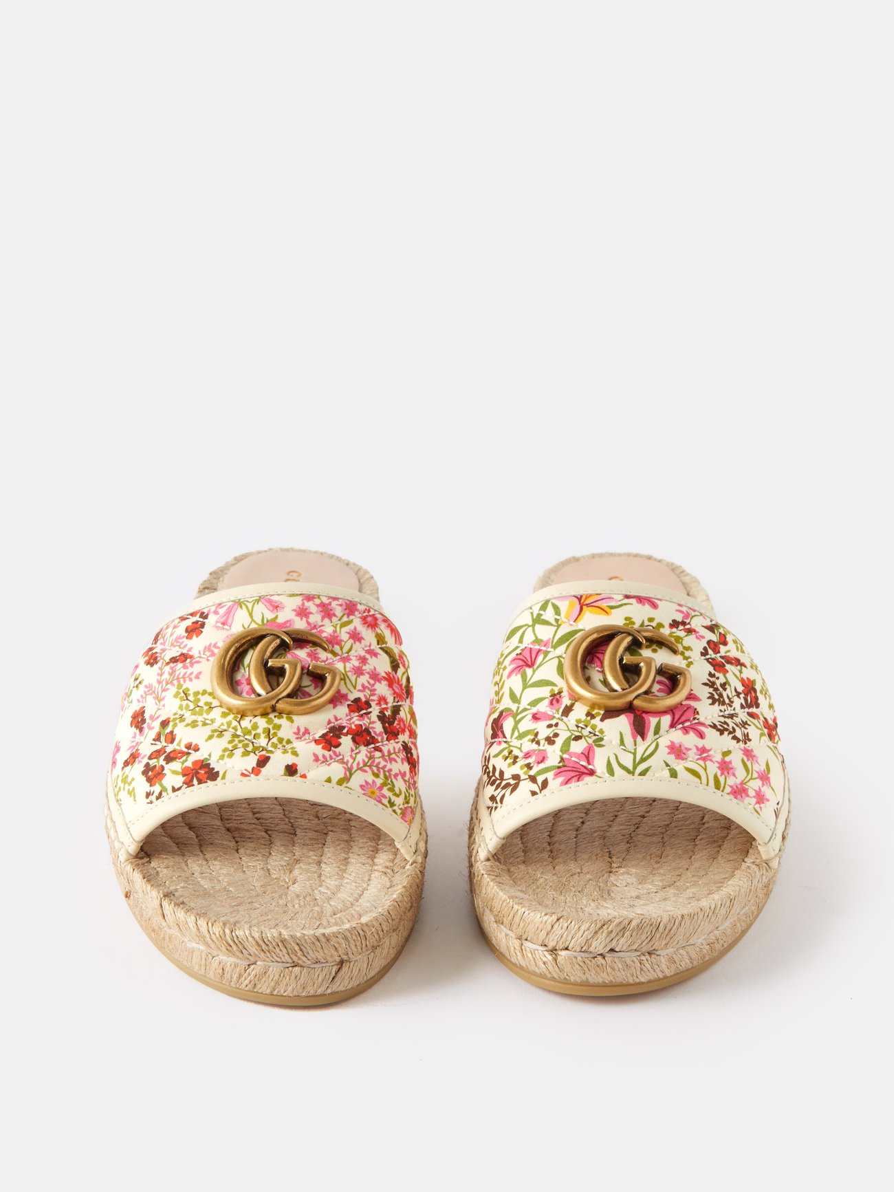 Neutral Floral-print canvas espadrille sandals | Gucci |