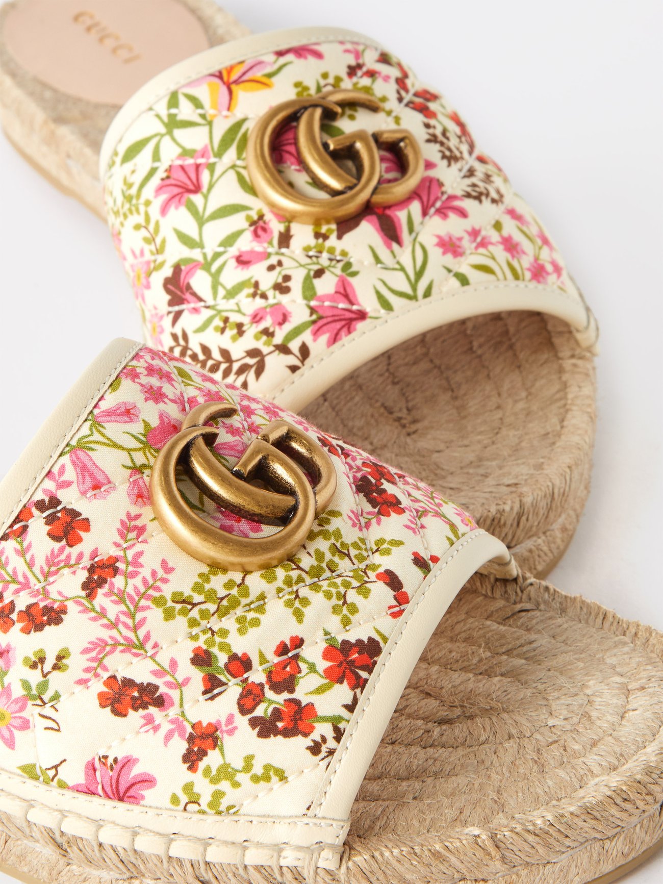 Neutral Floral-print canvas espadrille sandals | Gucci |