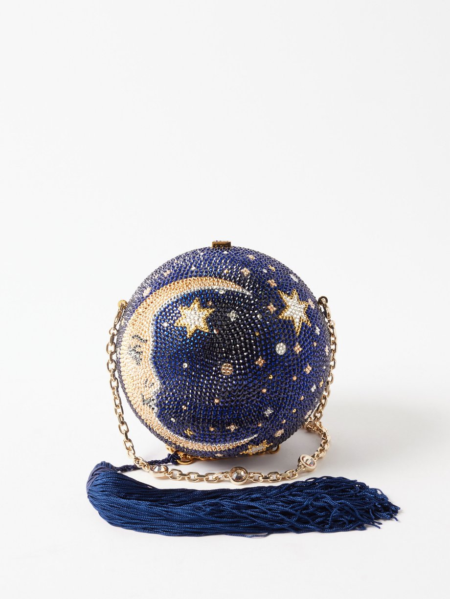 Navy Man On The Moon crystal-embellished clutch bag | Judith Leiber ...