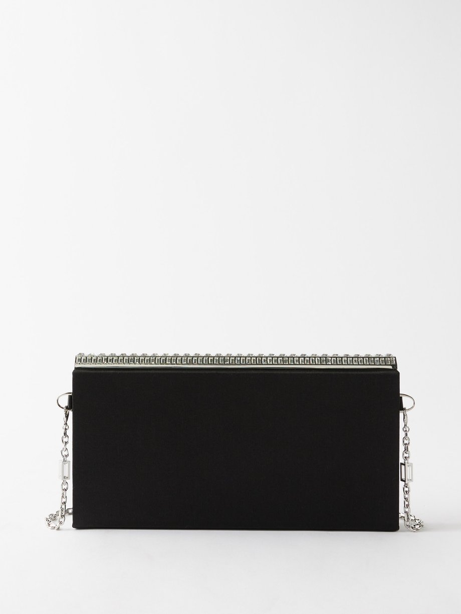Black Grace crystal-embellished satin clutch bag | Judith Leiber