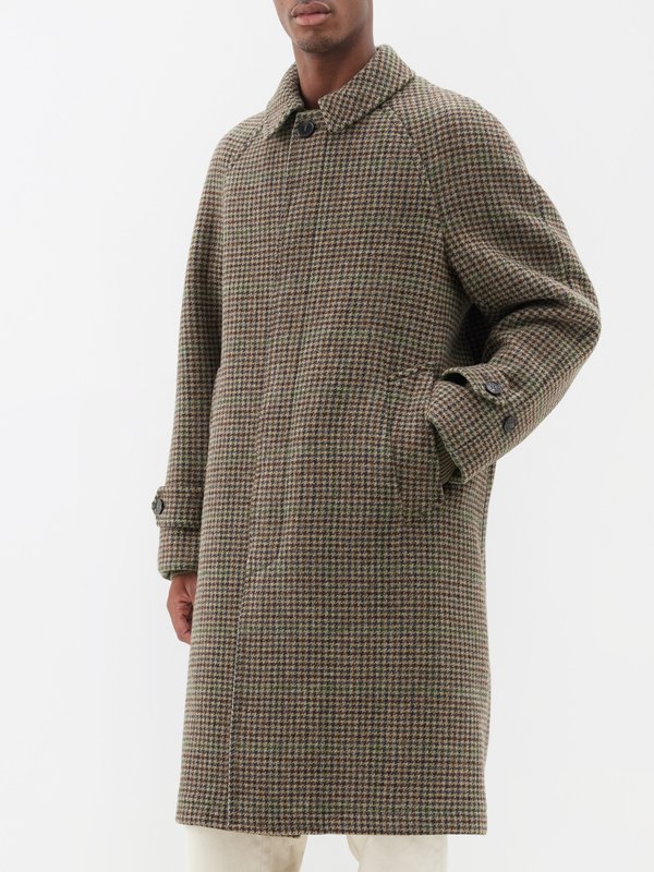 Mackintosh Boston houndstooth pressed-wool overcoat